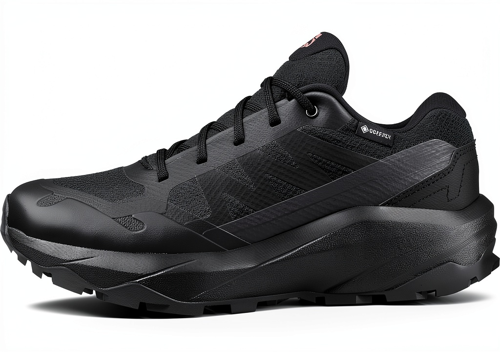 Installing Salomon scarpe escursionismo donna GORE‑TEX leggere on a wooden desk