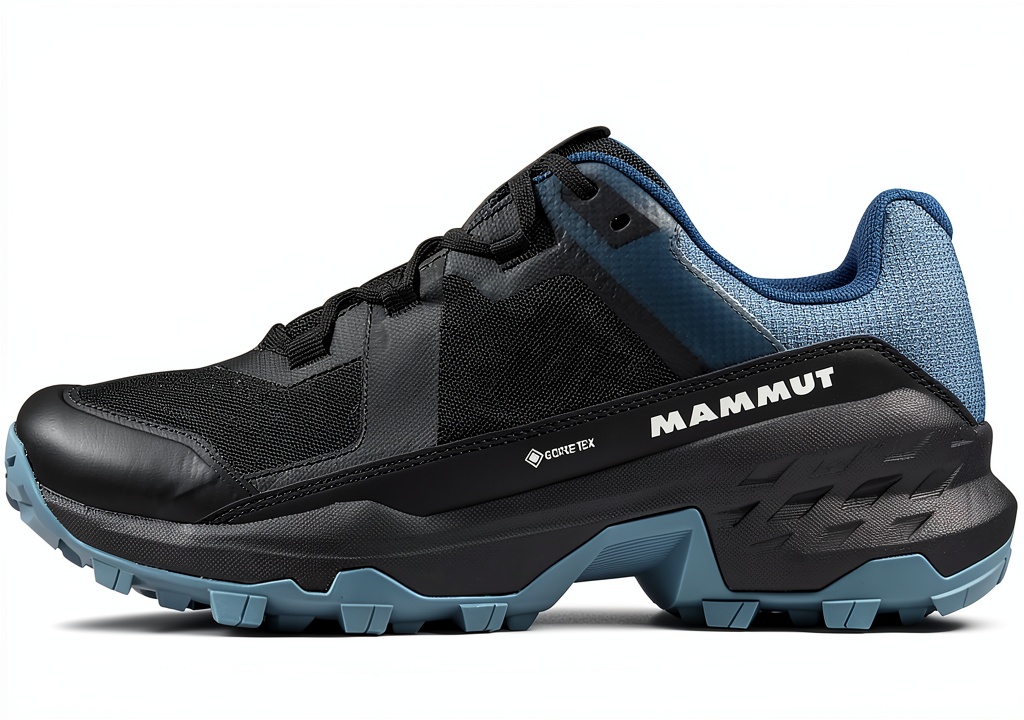 'Mammut Girun II Low GTX scarpe da escursionismo su sentiero roccioso'