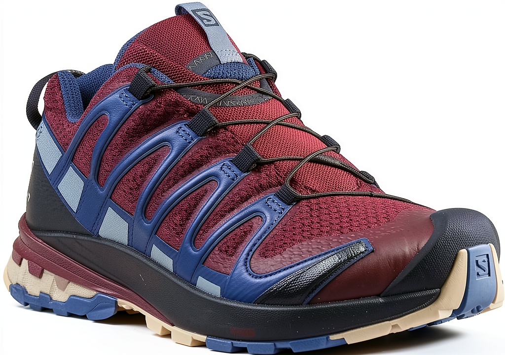 Donna che indossa Salomon XA PRO 3D V8w su sentiero roccioso, scarpe trail running donna, Contagrip