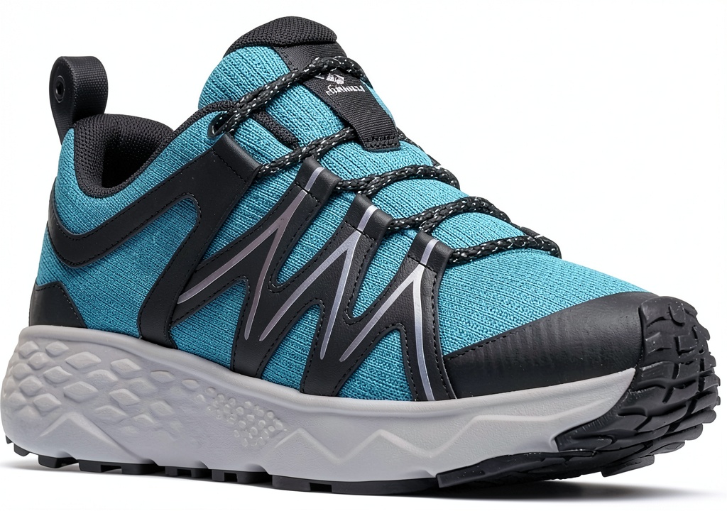 Columbia Peakfreak Roam su terreno roccioso asciutto, dettaglio della suola Omni-Grip