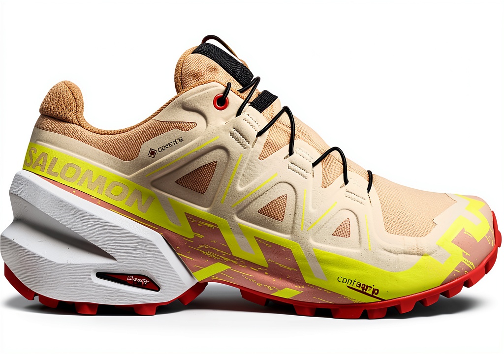 Salomon Speedcross 6 su terreno trail con dettaglio tomaia