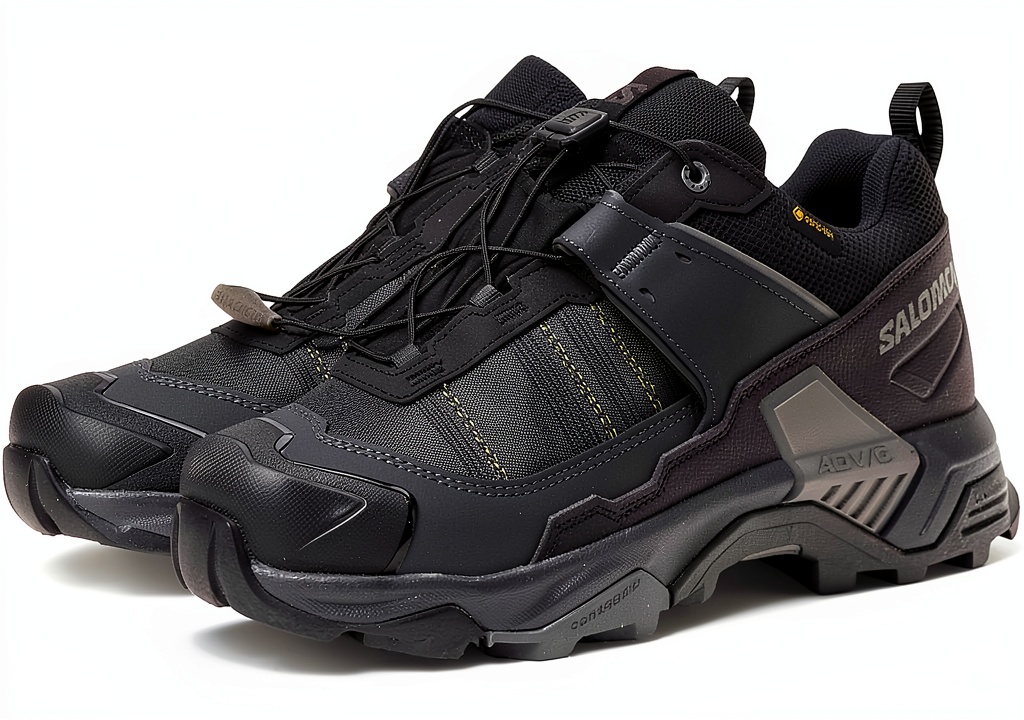 'Salomon X Ultra 5 GTX scarpe da trekking su sentiero roccioso'
