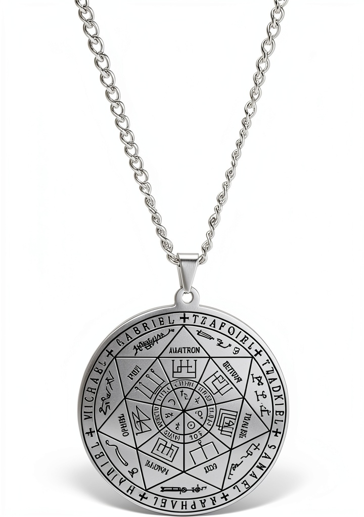 Amaxer Seven Archangels Necklace with Solomon Seal pendant