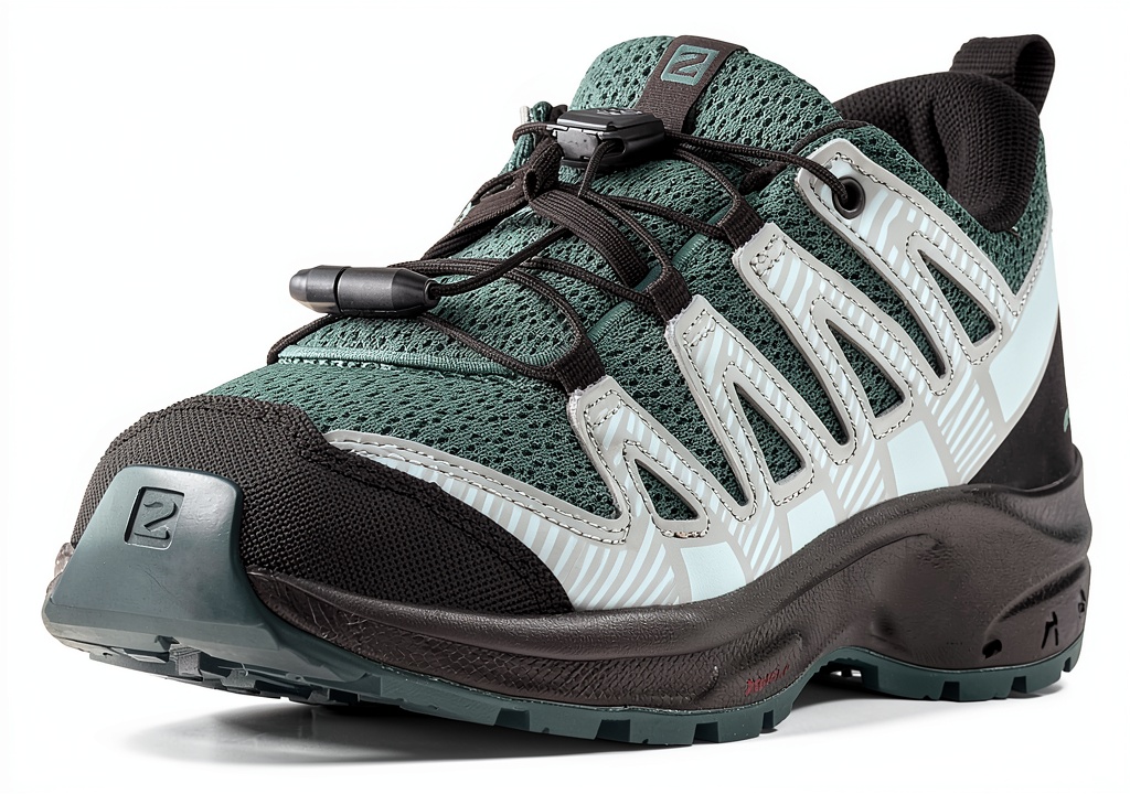 Scarpe da trekking donna Salomon XA Pro V8 su sentiero roccioso in montagna
