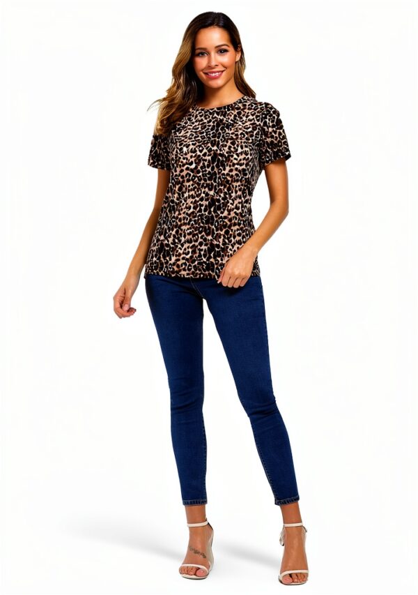 S. ROMZA T Shirt Leopard Print Manica 1/4 Casual Round Neck Donna-7