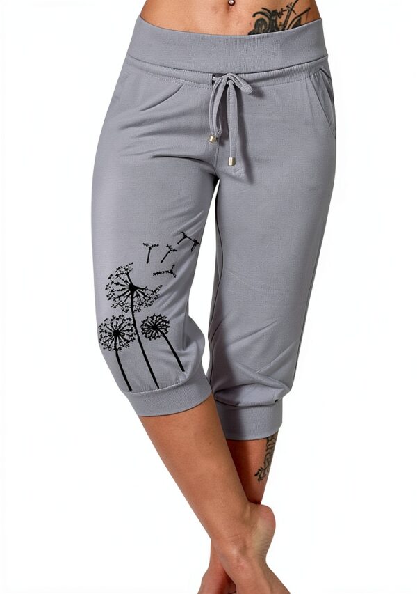 EMATOP Pantaloni estivi donna 3/4 Capris joggers elasticizzati tasche-1