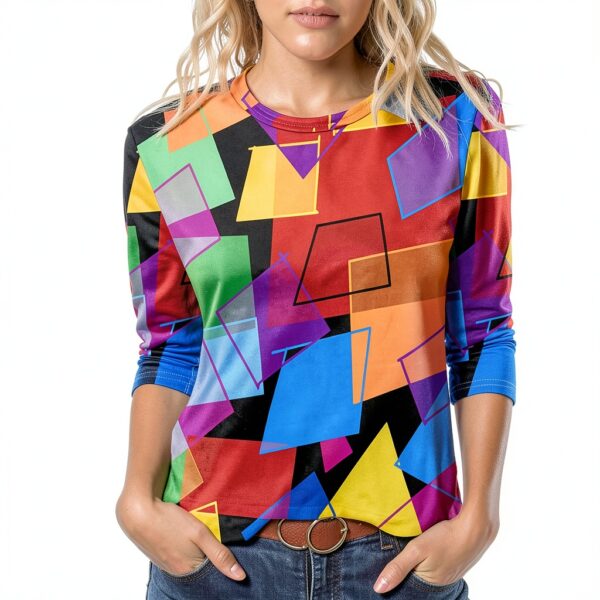 Maglietta a maniche lunghe da donna EMATOP – top blu con glitter-1