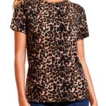 S. ROMZA T Shirt Leopard Print Manica 1/4 Casual Round Neck Donna-0