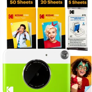 KODAK Printomatic Fotocamera - 75 Fogli - Stampa Zink 2x3” - 5MP, Portatile - Verde, Fotocamera + 75 fogli-0
