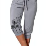 EMATOP Pantaloni estivi donna 3/4 Capris joggers elasticizzati tasche-0