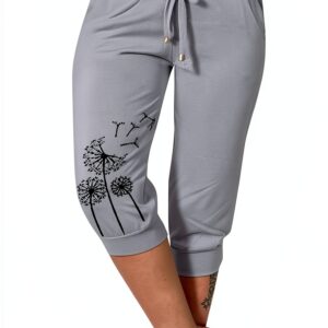 EMATOP Pantaloni estivi donna 3/4 Capris joggers elasticizzati tasche-0