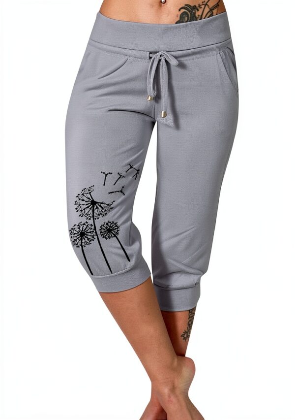 EMATOP Pantaloni estivi donna 3/4 Capris joggers elasticizzati tasche-0