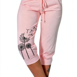 EMATOP Pantaloni da jogging donna 3/4 elasticizzati leggeri con tasche-0