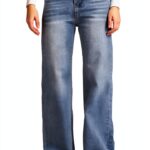 Jeans Donna Vita Alta Larghi Jeans Donna Baggy Wide Leg Fit Jeans FX9050-0