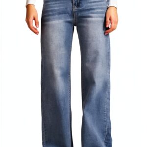 Jeans Donna Vita Alta Larghi Jeans Donna Baggy Wide Leg Fit Jeans FX9050-0