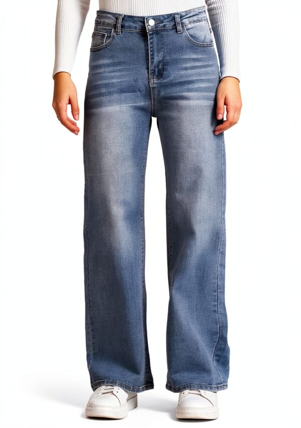 Jeans Donna Vita Alta Larghi Jeans Donna Baggy Wide Leg Fit Jeans FX9050-0