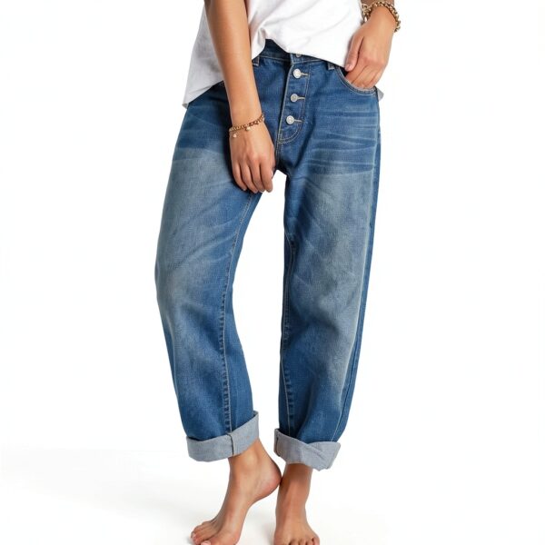 Generico Pantaloni Palazzo Donna Eleganti 3/4 Tailleur Completo Curvy da Lavoro con Tasche - Bianchi, Jeans Neri Strappati Larghi-1