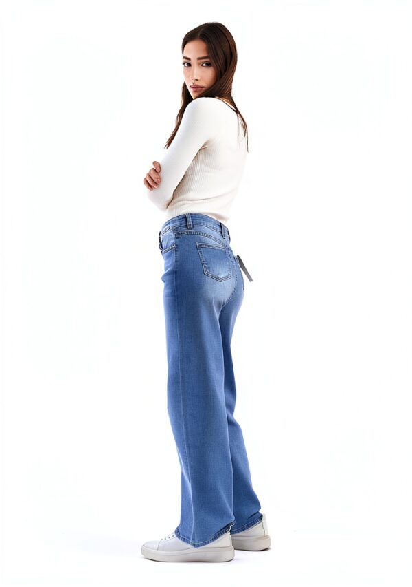 Jeans Donna Vita Alta Larghi Jeans Donna Baggy Wide Leg Fit Jeans FX9050-2