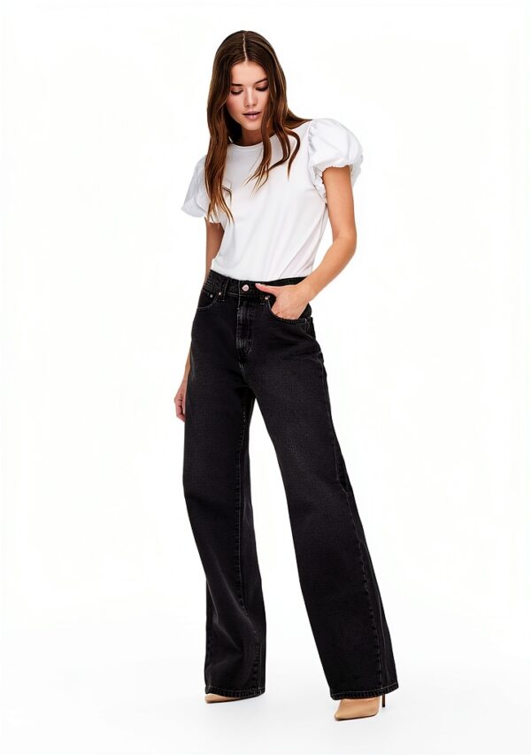 Jeans Wide Fit ONLHOPE Donna Vita Alta Gamba Larga Blu Denim-5