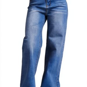 Jeans Donna Vita Alta Larghi Jeans Donna Baggy Wide Leg Fit Jeans FX9050-0