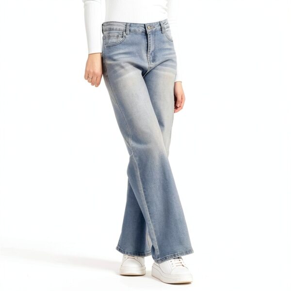Jeans Donna Vita Alta Larghi Jeans Donna Baggy Wide Leg Fit Jeans FX9050-1