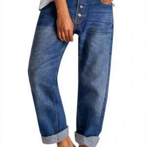 Generico Pantaloni Palazzo Donna Eleganti 3/4 Tailleur Completo Curvy da Lavoro con Tasche - Bianchi, Jeans Neri Strappati Larghi-0