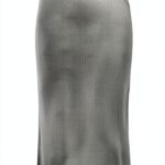 Gonna midi PIECES donna – Verde Lichen, taglio moderno-0