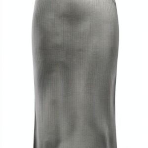 Gonna midi PIECES donna – Verde Lichen, taglio moderno-0