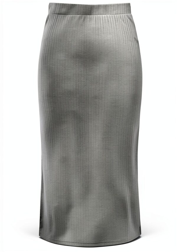 Gonna midi PIECES donna – Verde Lichen, taglio moderno-0
