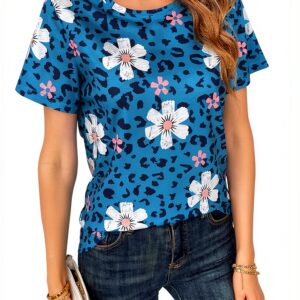 S. ROMZA Classic Leopard Print T-Shirt da Donna – Manica corta-0
