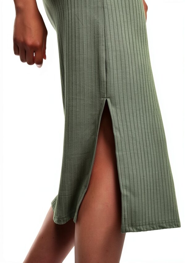 Gonna midi PIECES donna – Verde Lichen, taglio moderno-4
