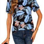 S. ROMZA Leopard Print T-Shirt Donna – Manica Corta Verde Militare-0
